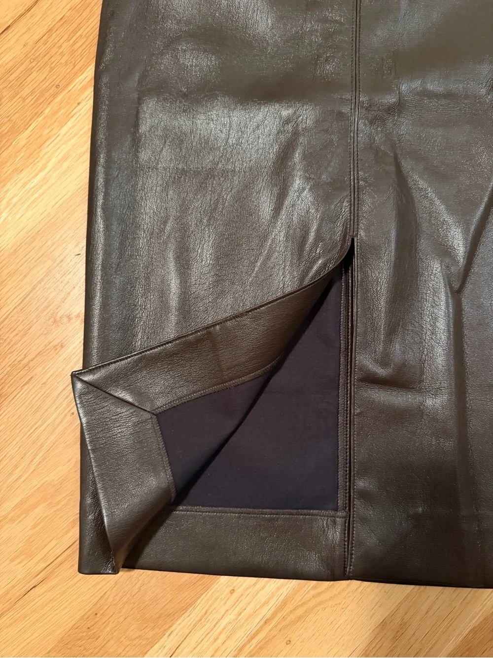 Aritzia Chocolate Brown Faux Leather Pencil Skirt